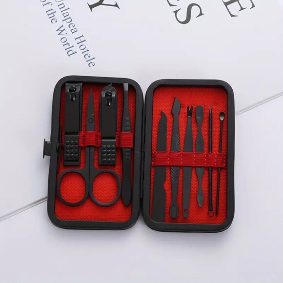 Black & Red Manicure Set - 10 pc set - Picture 2 of 5
